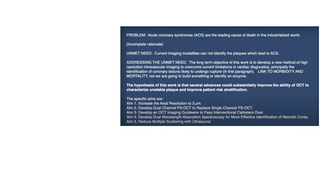 Hypothesis driven engineering example including specific aims and hypothesis